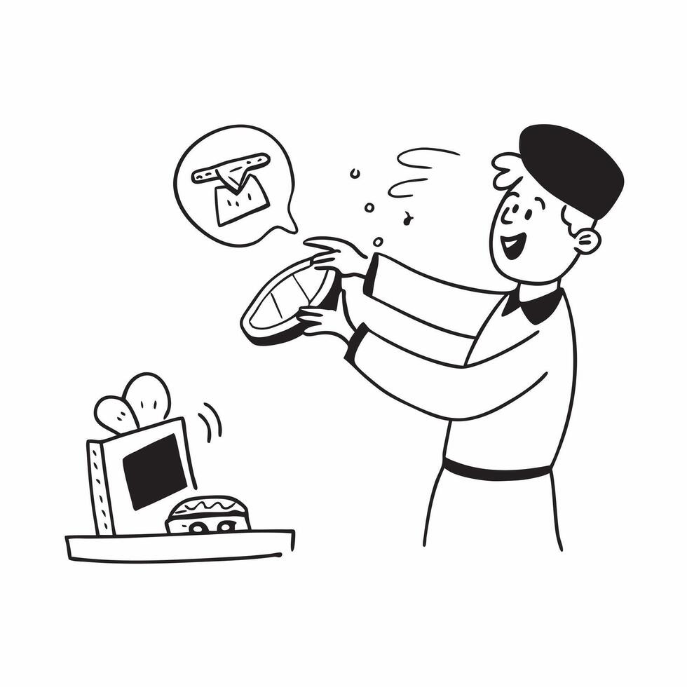 Simple flat design icon Man with a prosthetic arm enjoying a cooking class concept as A man with a prosthetic arm joyfully participating in a cooking class showcasing inclusion cul Clear vector