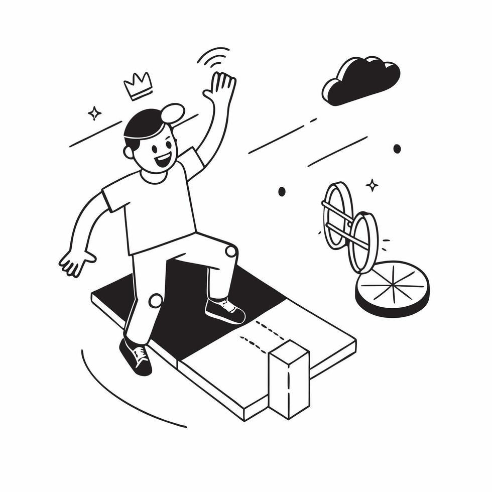 Simple flat design icon Man with a spinal cord injury playing wheelchair basketball concept as A man with a spinal cord injury joyfully playing wheelchair basketball highlighting i Clear vector