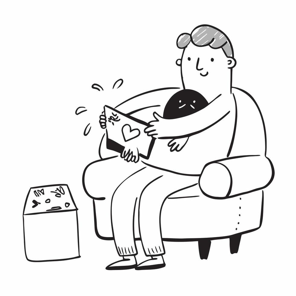 Simple flat design icon Man with Down syndrome volunteering at an animal shelter concept as A man with Down syndrome joyfully volunteering at an animal shelter highlighting inclusi Clear vector