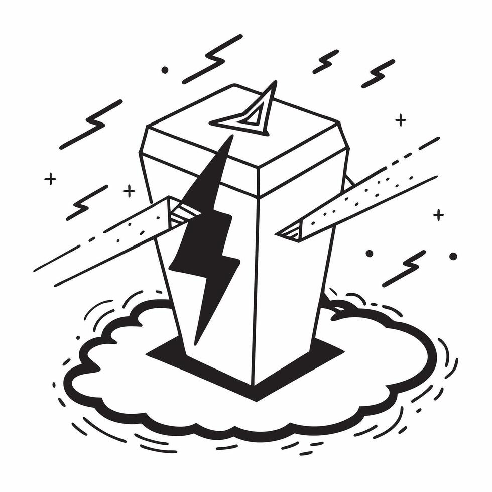 Simple flat design icon Lightning Forks Over Open Sea concept as Lightning forks dazzlingly over the open sea a stunning natural light show on a grand scale flat illustration in i Clear vector