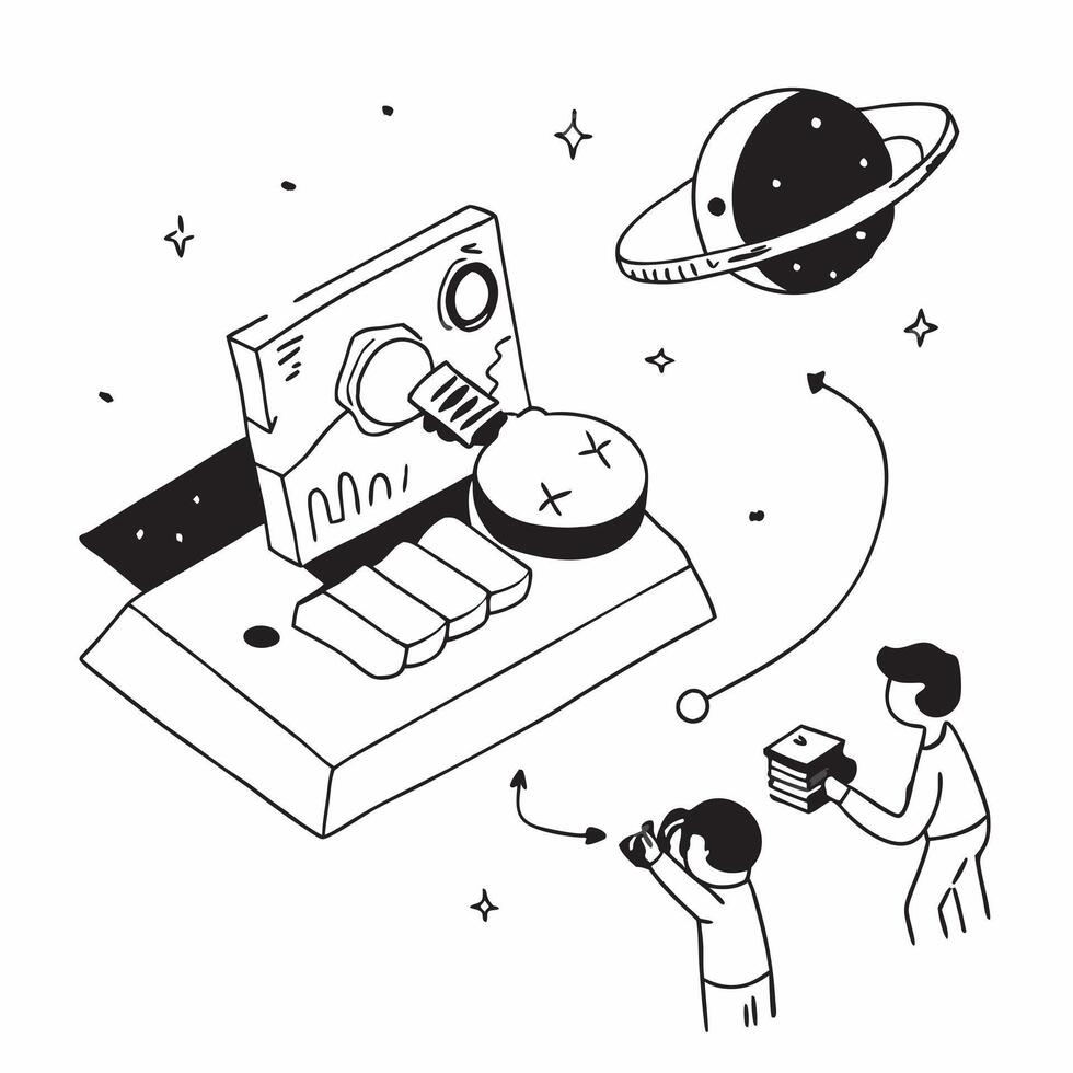 Simple flat design icon Interplanetary Navigation concept as Engineers develop navigation systems for interplanetary missions facilitating travel between planetsSimple flat illust Clear Set 2 vector