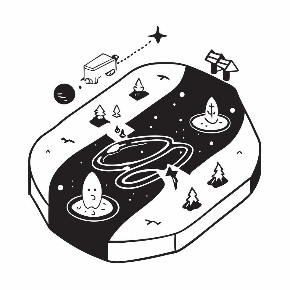 Simple flat design icon Illuminated Night Paddleboarding concept as Paddleboarders explore calm waters their paths illuminated by the natural glow of bioluminescent wavesSimple fl Clear Set 2 vector