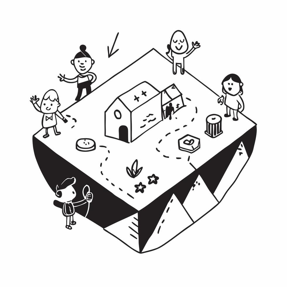 Simple flat design icon Group of friends with different disabilities enjoying a camping trip concept as A diverse group of friends with various disabilities having fun on a camping Clear vector