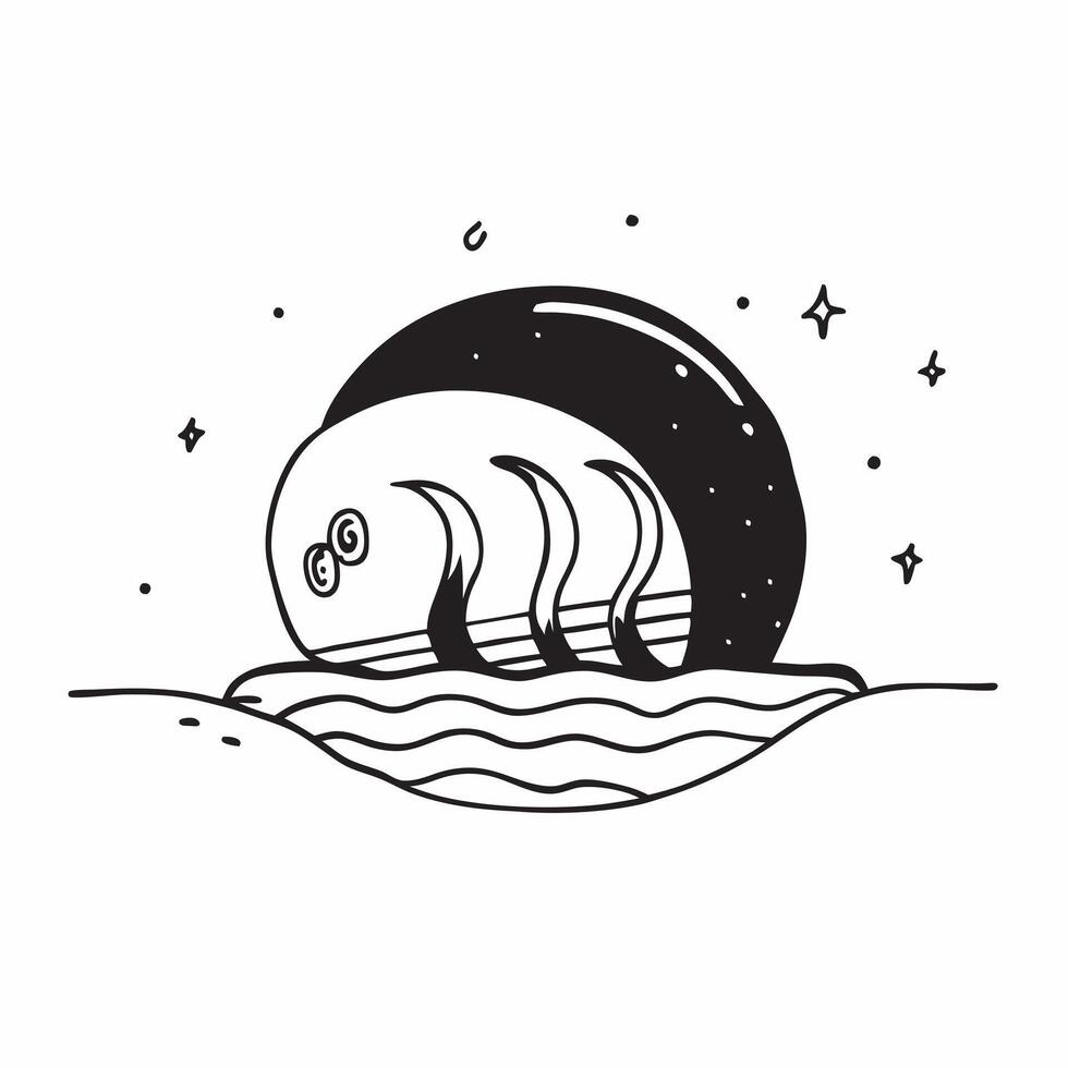Simple flat design icon Glowing Waves at Midnight concept as Midnight ocean waves glow vibrantly providing a natural light spectacle unique to bioluminescent beachesSimple flat il Clear Set 2 vector