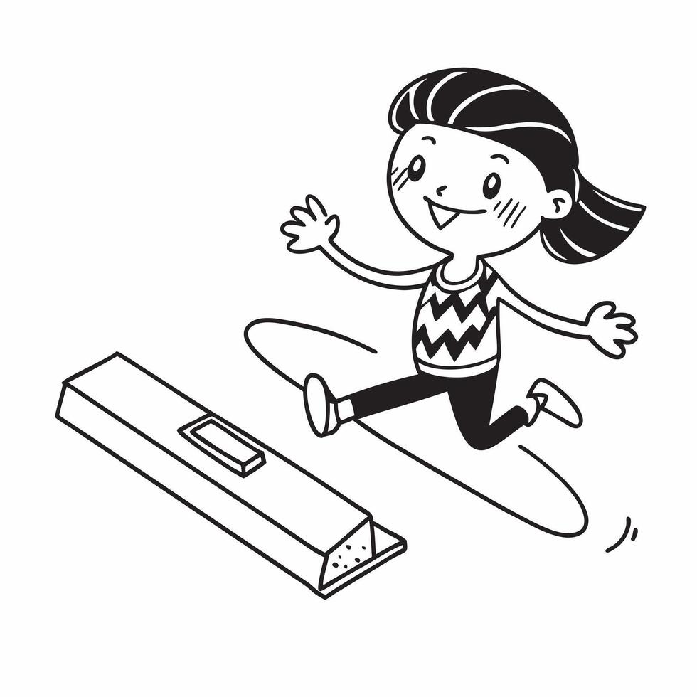 Simple flat design icon Girl with a hearing impairment enjoying a trampoline park concept as A girl with a hearing impairment joyfully bouncing at a trampoline park highlighting in Clear Set 2 vector