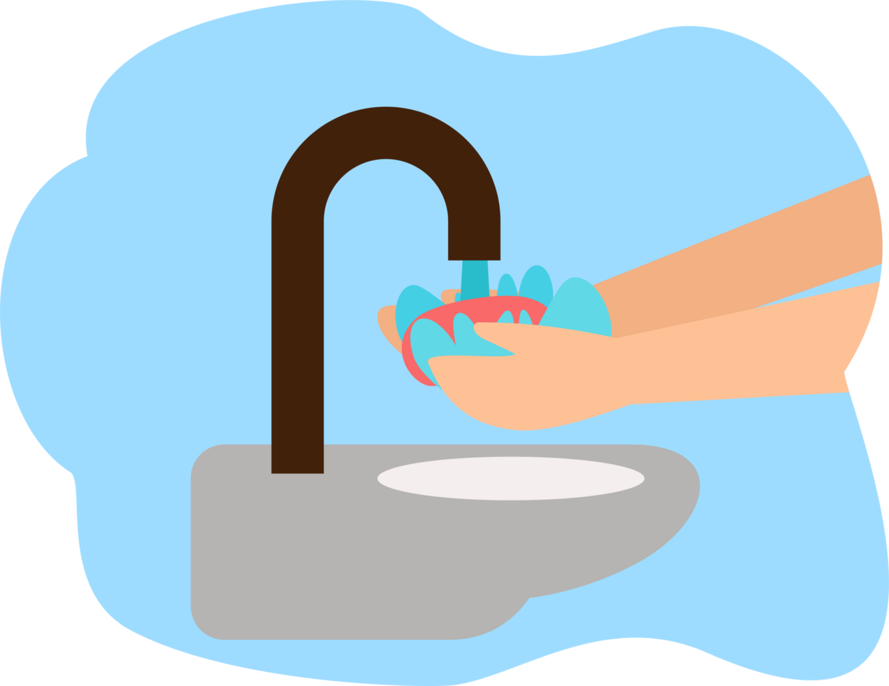 Hand cleaning use water and soap. Washing hands. A man holds soap in his hand under a stream of water. hygiene concept. handwashing png