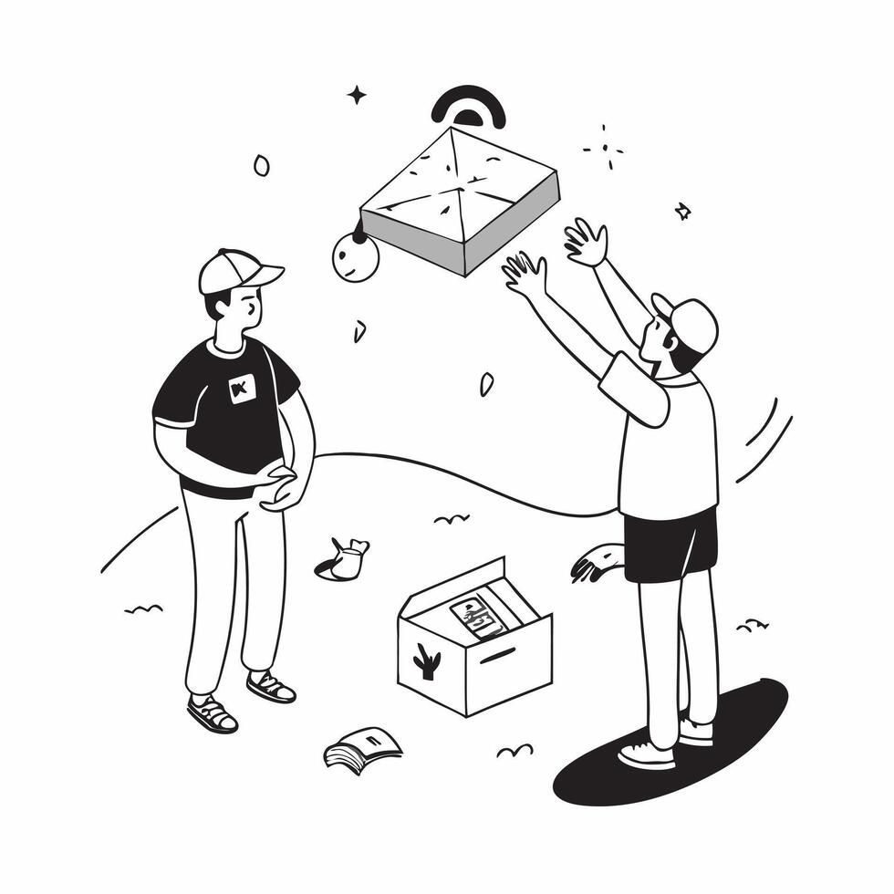 Simple flat design icon Father and son with Down syndrome flying kites at the beach concept as A father and his son with Down syndrome enjoying kite flying at the beach symbolizing Clear vector
