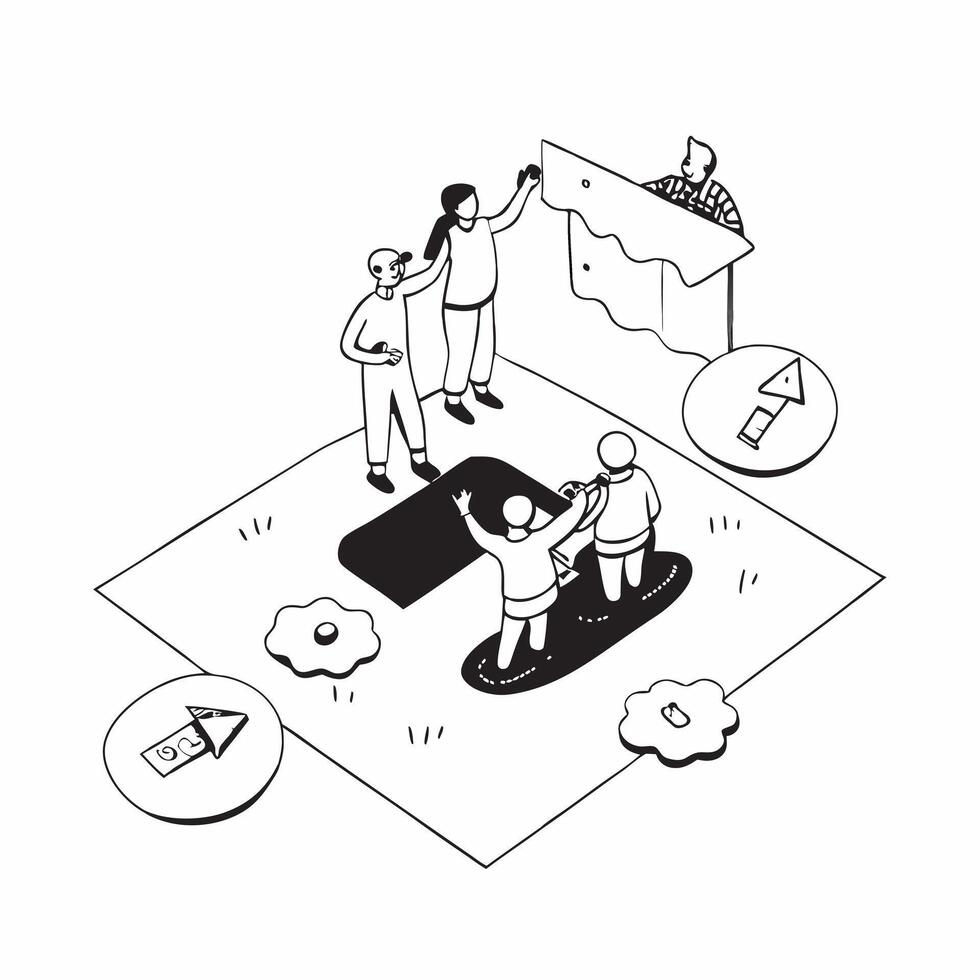 Simple flat design icon Family picnic with disabled child enjoying nature concept as A happy family having a picnic in the park with their disabled child showcasing joy and inclusi Clear vector