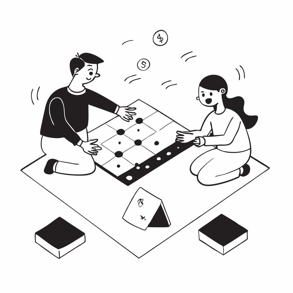 Simple flat design icon Father and daughter with intellectual disabilities enjoying a board game night concept as A father and his daughter with intellectual disabilities having a Clear vector