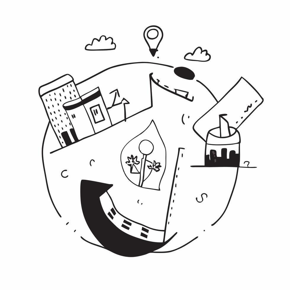 Simple flat design icon Eco Friendly Cityscape Tiles concept as Cityscape tiles that emphasize zero waste urban planning featuring parks efficient buildings and recycling centers Clear vector