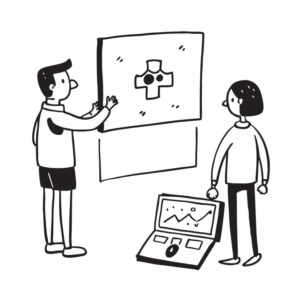 Simple flat design icon Doctor with autism presenting research findings to colleagues concept as A doctor with autism confidently presenting research findings to colleagues showcas Clear vector