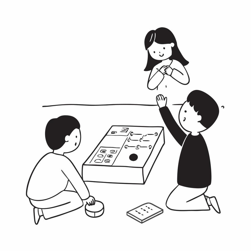 Simple flat design icon Disabled uncle playing board games with nieces and nephews concept as A disabled uncle joyfully playing board games with his nieces and nephews showcasing i Clear vector