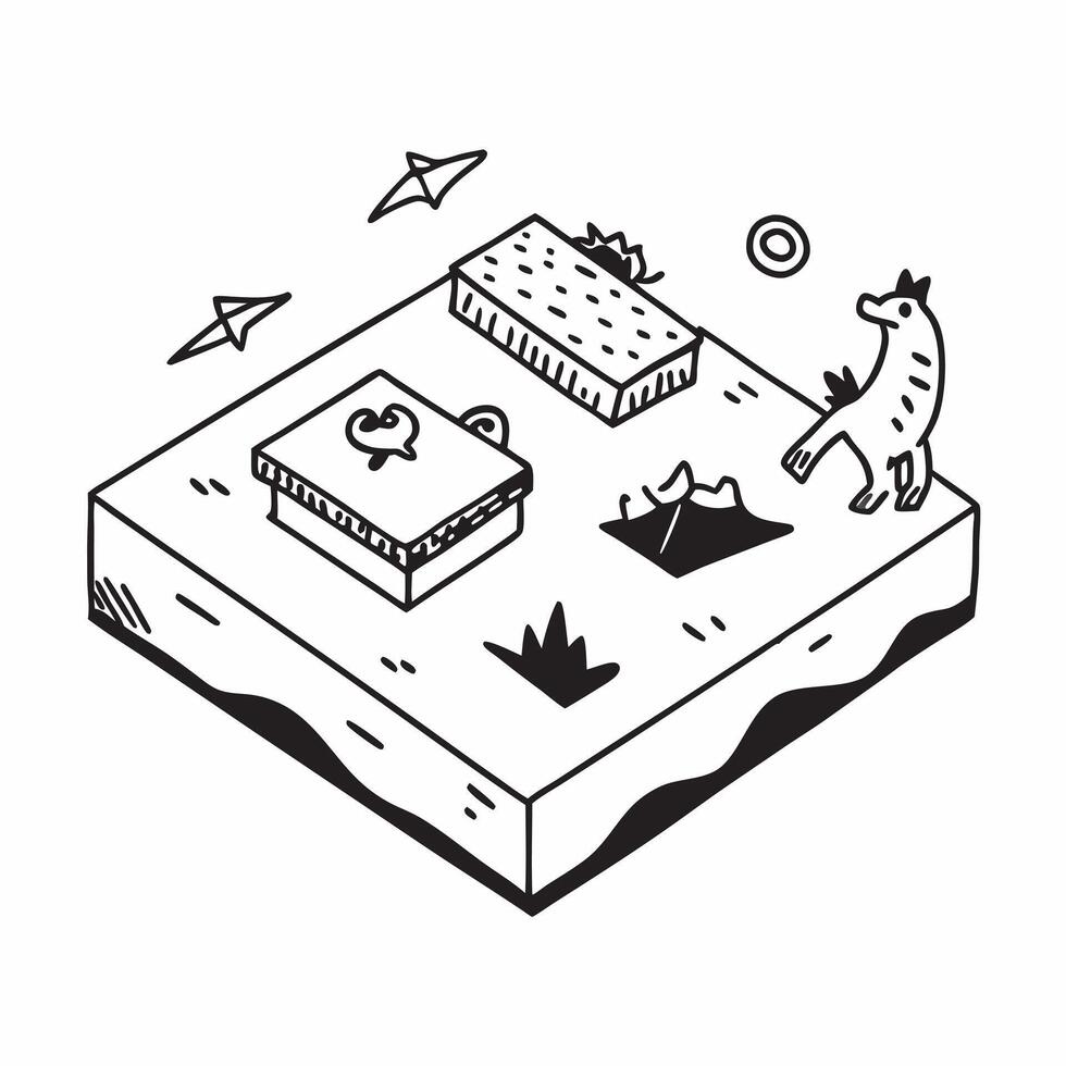 Simple flat design icon Dinosaur Epoch Tiles concept as Prehistoric themed tiles with colorful dinosaurs bringing the ancient world to life for young dinosaur lovers flat illustra Clear vector
