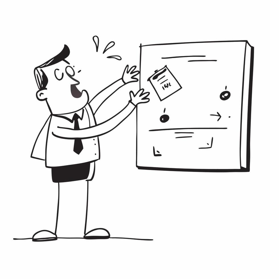 Simple flat design icon Confident speaker using dynamic gestures during a business presentation concept as A confident speaker using dynamic gestures during a business presentation Clear vector