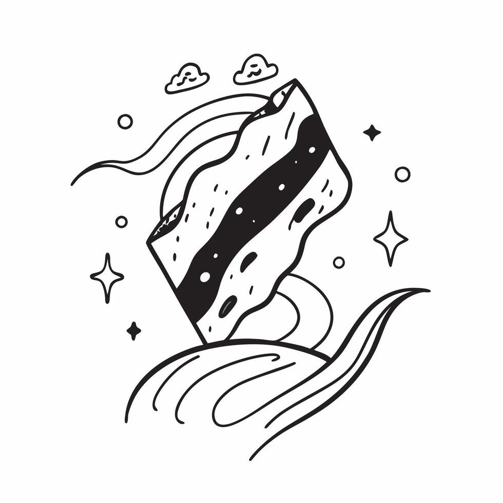 Simple flat design icon Coastal Bioluminescence concept as A serene coastline lit by the natural phenomenon of bioluminescent waves reflecting stars aboveSimple flat illustration Clear Set 2 vector