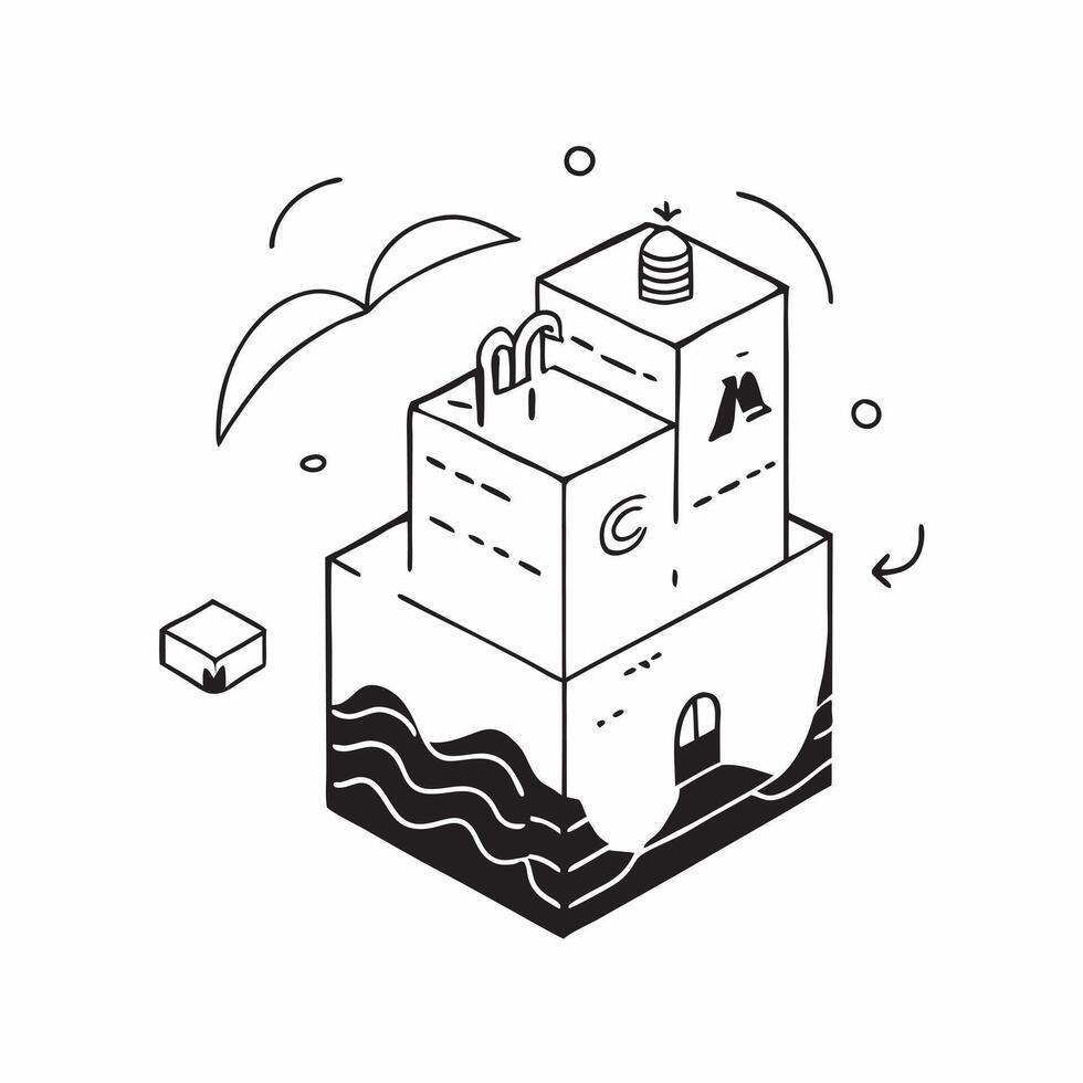 Simple flat design icon Cityscape Rainbow concept as A stunning rainbow emerges behind a bustling cityscape creating a contrast between urban and natural beauty flat illustration Clear vector