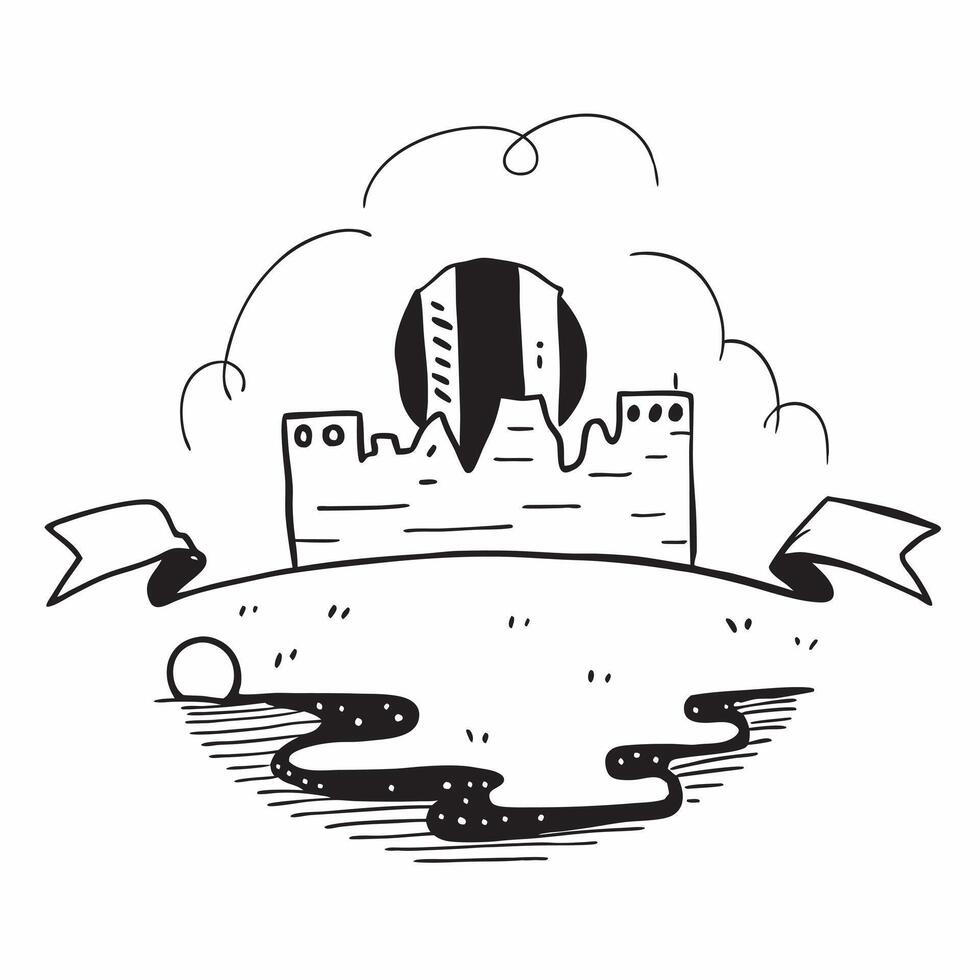 Simple flat design icon Cityscape in Morning Mist concept as Urban skyline obscured by thick mist merging city life with the mystery of nature flat illustration in Clear vector
