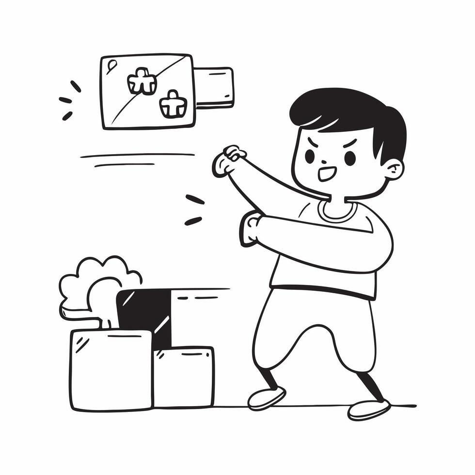 Simple flat design icon Boy with autism playing with therapy dog concept as A boy with autism enjoying playtime with his therapy dog showcasing the joy support and comfort that ani Clear Set 5 vector