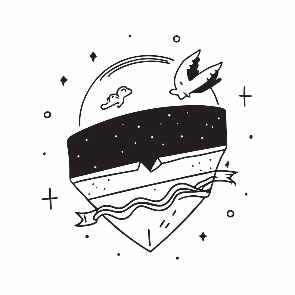 Simple flat design icon Bioluminescent Surf concept as Surfers ride glowing waves under the night sky their boards leaving trails of light in the bioluminescent seaSimple flat ill Clear Set 7 vector