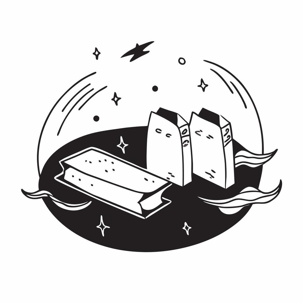 Simple flat design icon Bioluminescent Surf concept as Surfers ride glowing waves under the night sky their boards leaving trails of light in the bioluminescent seaSimple flat ill Clear Set 8 vector