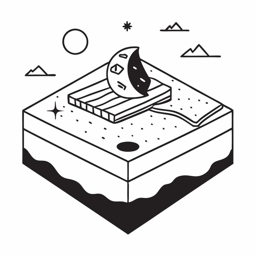 Simple flat design icon Bioluminescent Surf concept as Surfers ride glowing waves under the night sky their boards leaving trails of light in the bioluminescent seaSimple flat ill Clear Set 4 vector
