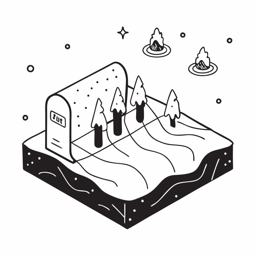 Simple flat design icon Bioluminescent Bay at Night concept as A secluded bay lights up with bioluminescent waves offering a secluded escape into natures nighttime wondersSimple f Clear Set 3 vector