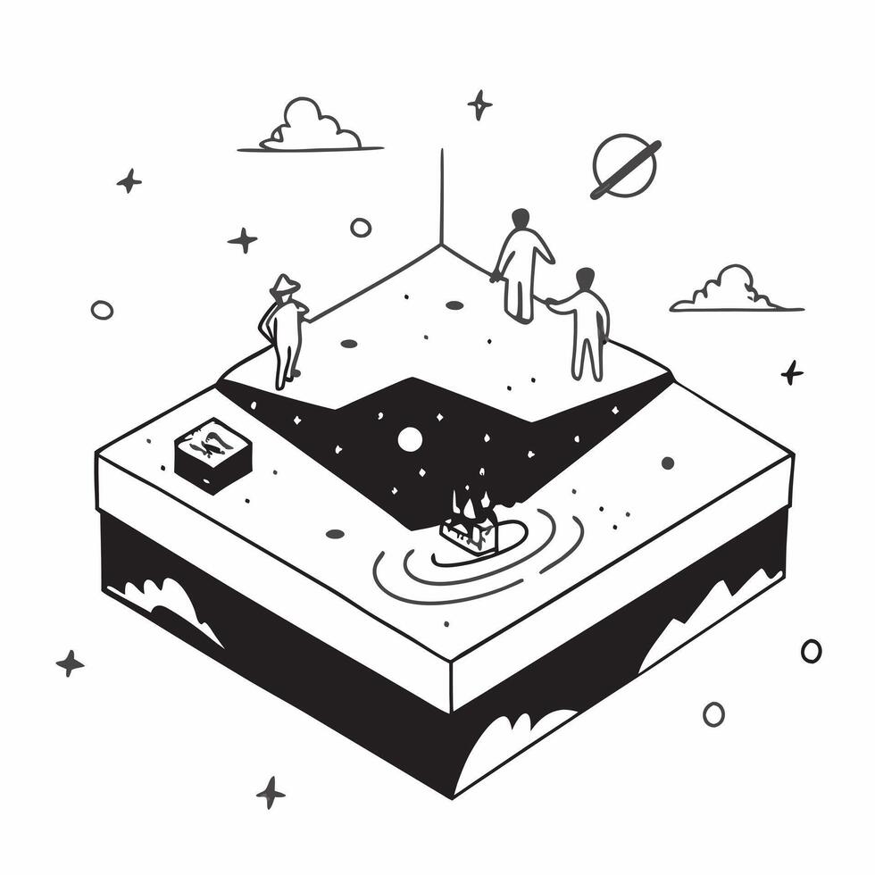 Simple flat design icon Bioluminescent Bay at Night concept as A secluded bay lights up with bioluminescent waves offering a secluded escape into natures nighttime wondersSimple f Clear Set 5 vector