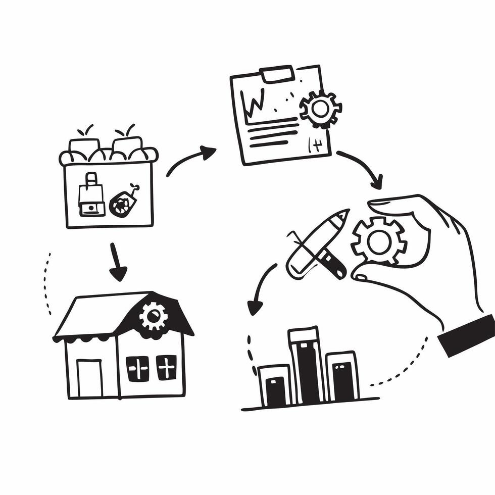Silhouette of a warehouse and a financial statement symbolizing supply chain accounting in double exposure with copy space concept as A silhouette of a warehouse intertwined with Clear Set 2 vector
