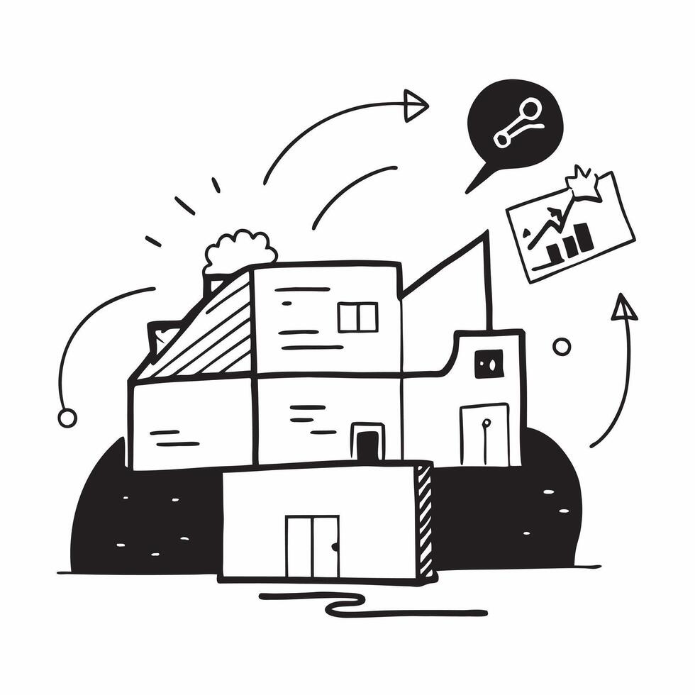 Silhouette of a warehouse and a layout efficiency chart symbolizing efficient warehouse planning in double exposure with copy space concept as A silhouette of a warehouse intertwi Clear vector