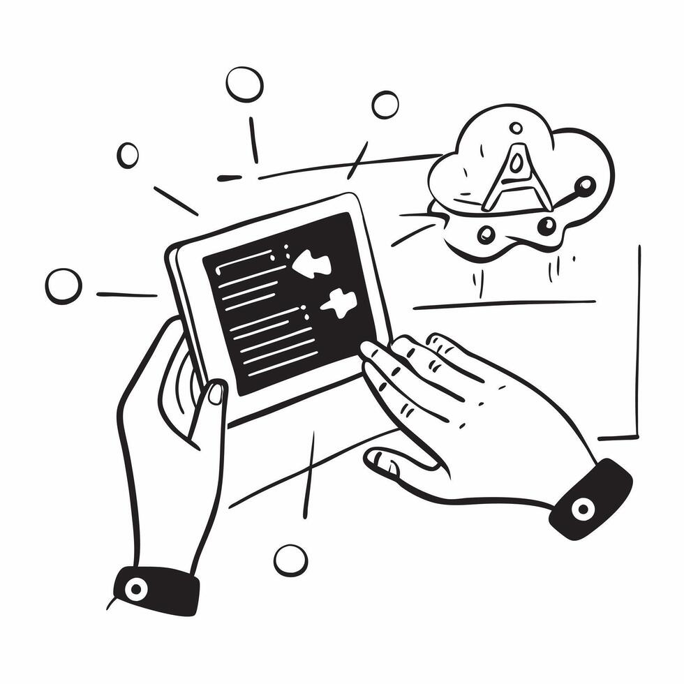Silhouette of a person and an AI interface symbolizing AI technology adoption in double exposure with copy space concept as A silhouette of a person intertwined with an AI interfa Clear vector