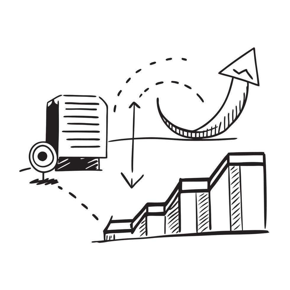 Silhouette of a pallet and a profit forecast chart symbolizing profit forecasting in double exposure with copy space concept as A silhouette of a pallet intertwined with a profit Clear vector