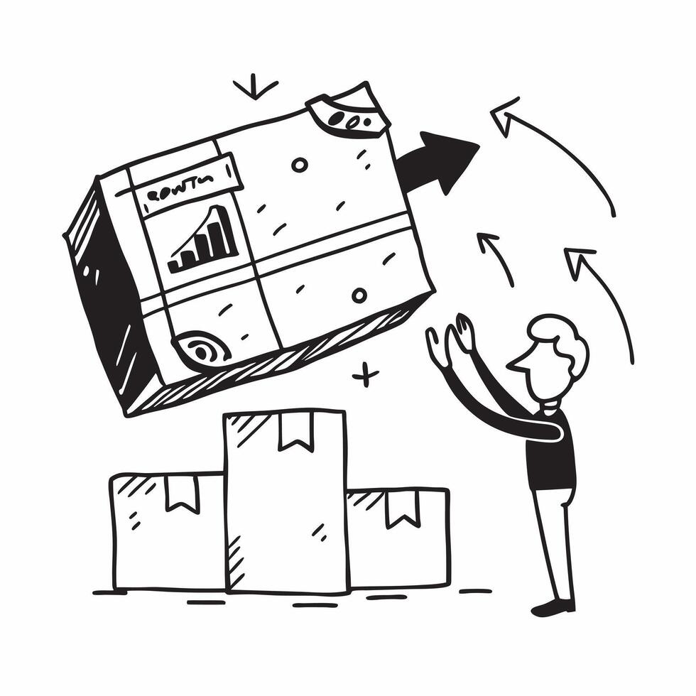 Silhouette of a cargo bay and a financial projection chart symbolizing financial forecasting in double exposure with copy space concept as A silhouette of a cargo bay intertwined Clear vector