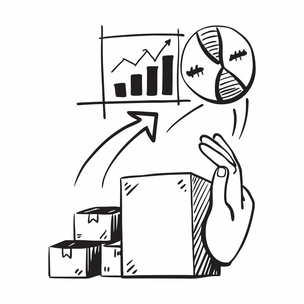 Silhouette of a cargo bay and a profit analysis graph symbolizing financial analysis in double exposure with copy space concept as A silhouette of a cargo bay intertwined with a p Clear vector