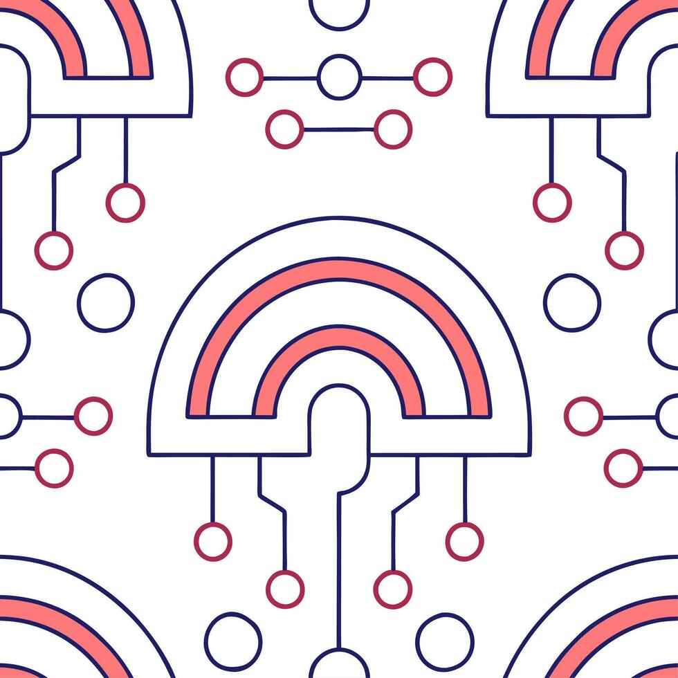 Shape advanced AI circuit layouts into seamless patterns with bold shapes on white capturing machine learning progress for brand or product expansions concept as Emphasize circuit Clear vector