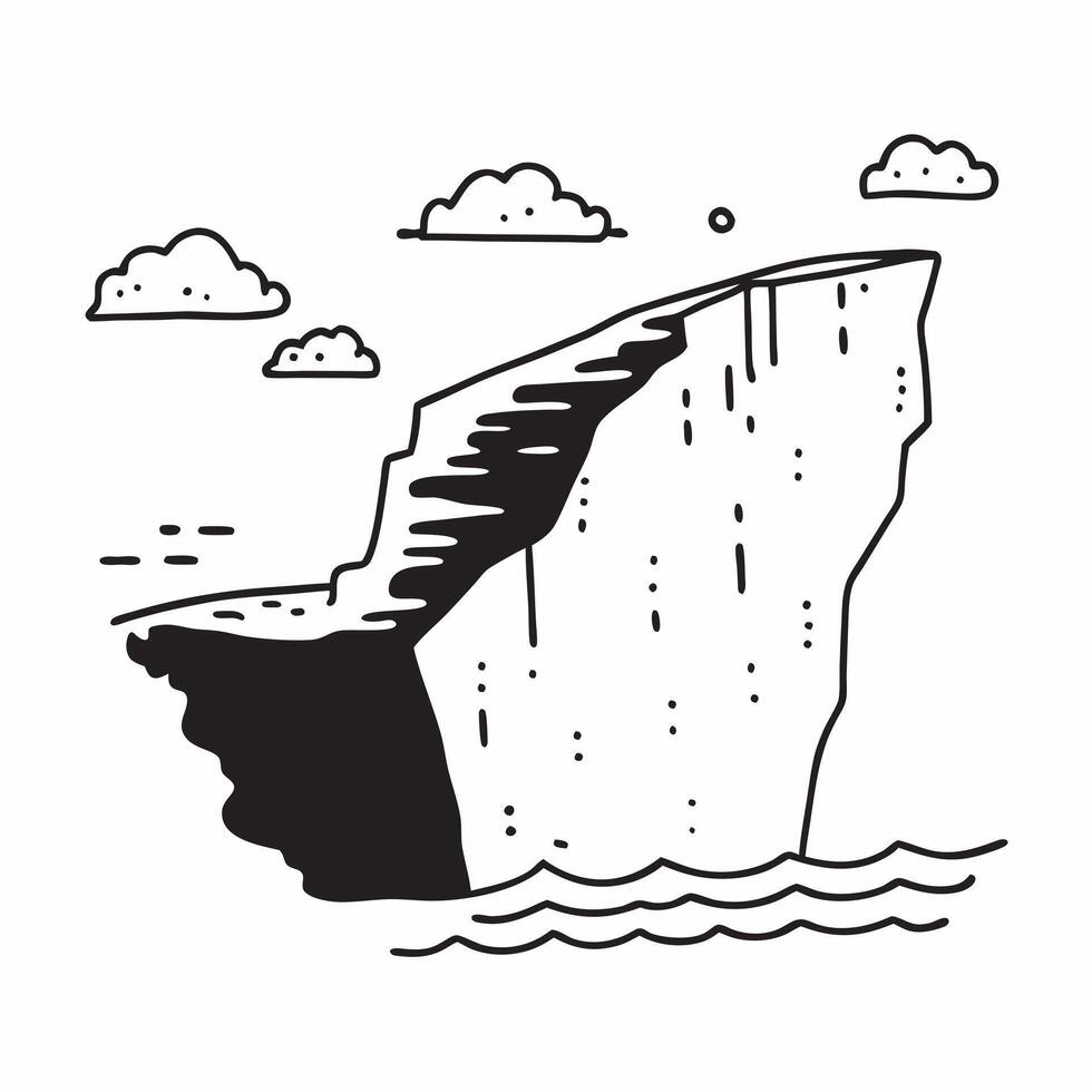 Scenic coastal cliff with turquoise waters and blue skies concept as Scenic coastal cliff with turquoise waters and blue skies with ample copyspace for text capturing the dramatic Clear vector