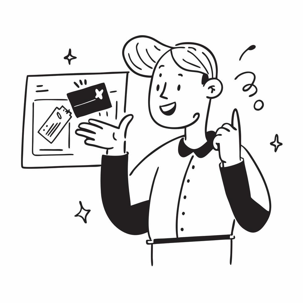 Salesperson using dynamic body language to demonstrate a product concept as A salesperson using dynamic body language to demonstrate a product emphasizing positive body language ap Clear vector