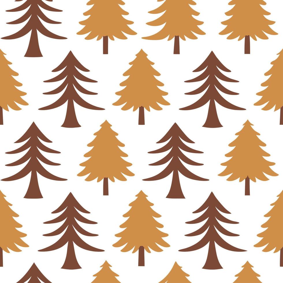 Rustic autumn trees seamless tile pattern with pine and birch for country inspired interiors concept as Pine and birch trees arranged seamlessly to create rustic and country inspir Clear Set 3 vector