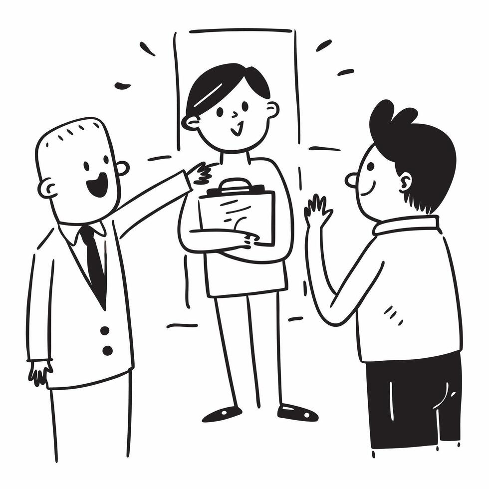 Salesperson using welcoming body language to greet customers concept as A salesperson using welcoming body language to greet customers emphasizing positive body language approachab Clear vector