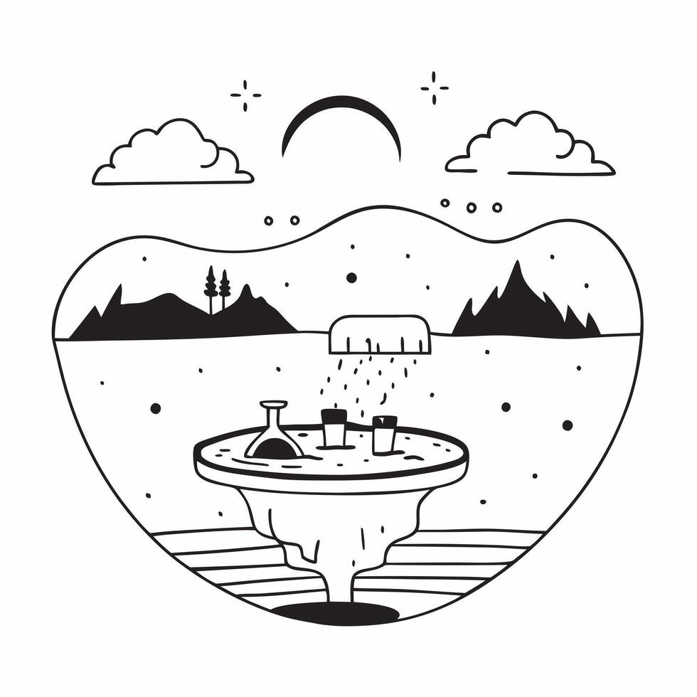 Romantic Evening Hot Springs concept as A romantic evening awaits at hot springs under the stars ideal for couples seeking a quiet and intimate escape in Photo Stock Concept Clear vector