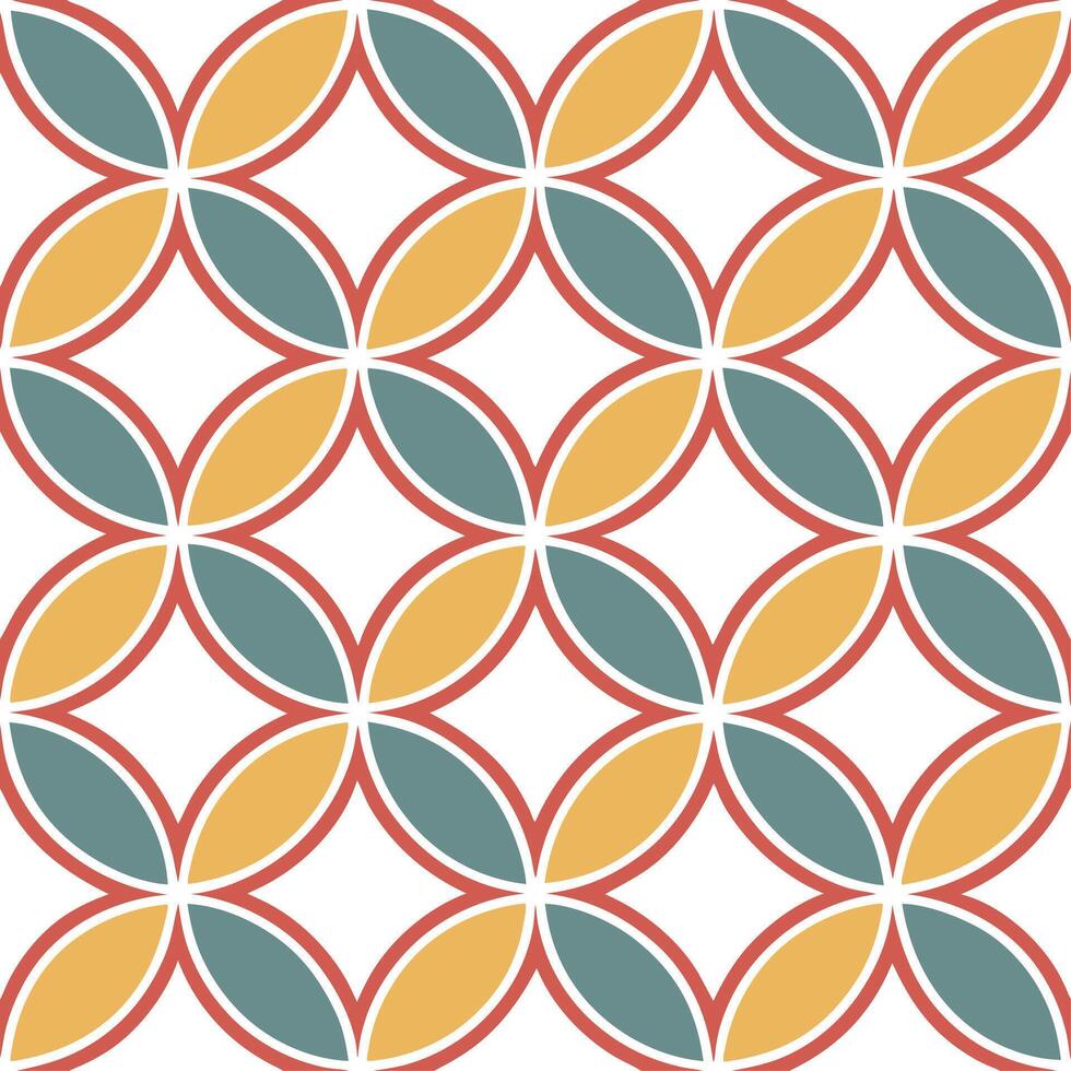 Retro geometric circles seamless pattern with overlapping shapes and vibrant hues for playful designs concept as Playful retro geometric circles pattern featuring overlapping shape Clear vector