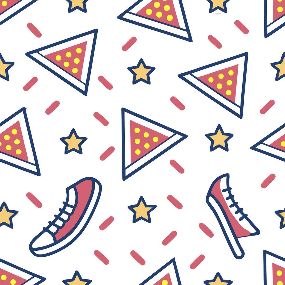 Retro abstract geometric seamless pattern with angular shapes and vibrant colors for dynamic visuals concept as Dynamic retro abstract geometric pattern featuring angular shapes an Clear vector