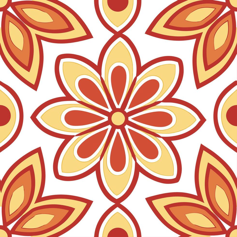 Retro abstract floral seamless pattern with bold colors and dynamic shapes for vibrant designs concept as Vibrant retro abstract floral pattern with bold colors and dynamic shapes Clear vector