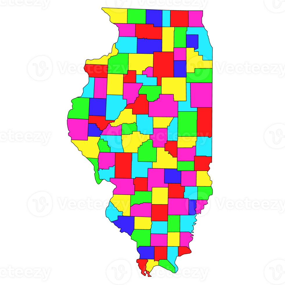 Illinois map with multiple color png