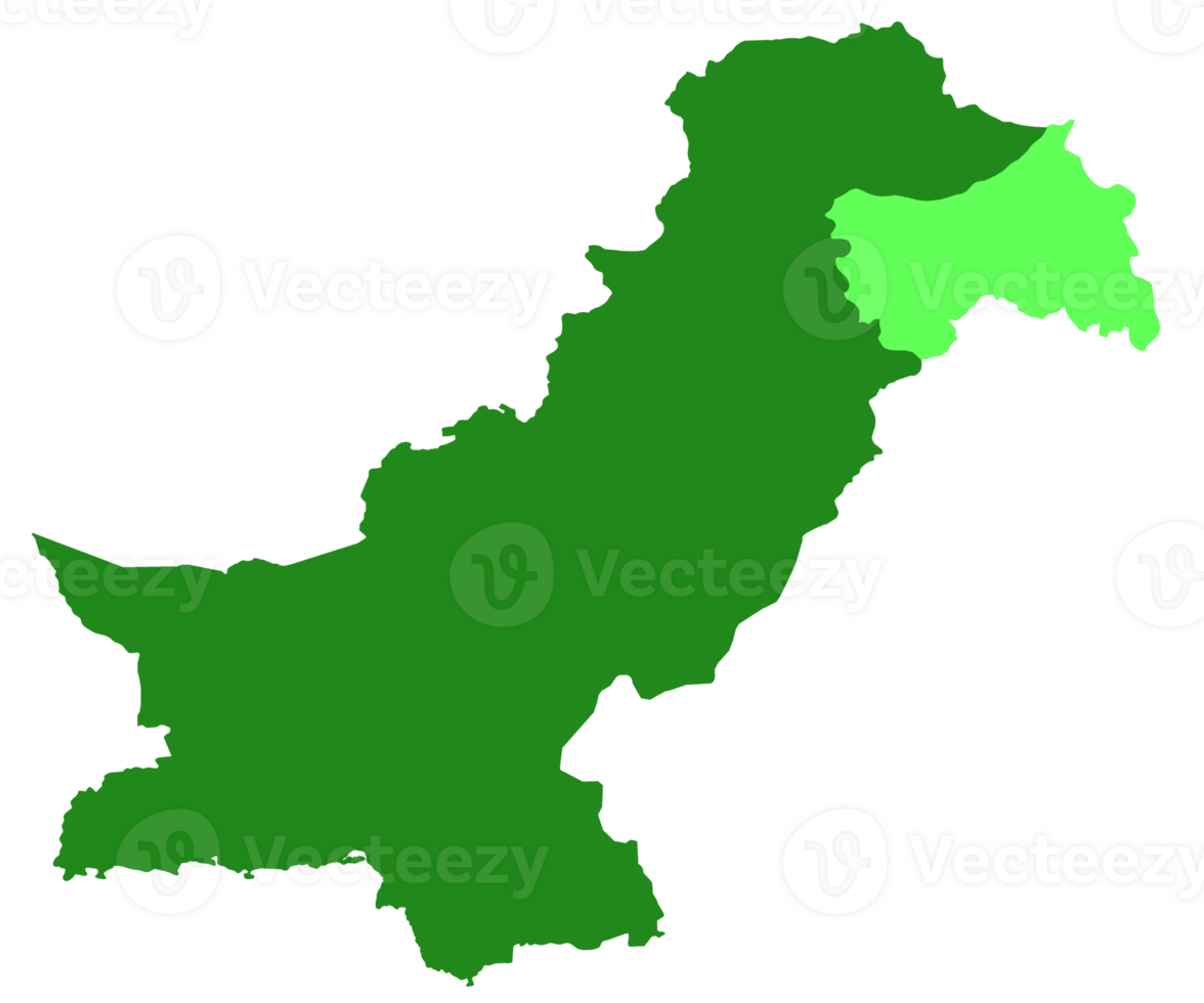 Pakistan green colour map and soft green highlighted for Kashmir png