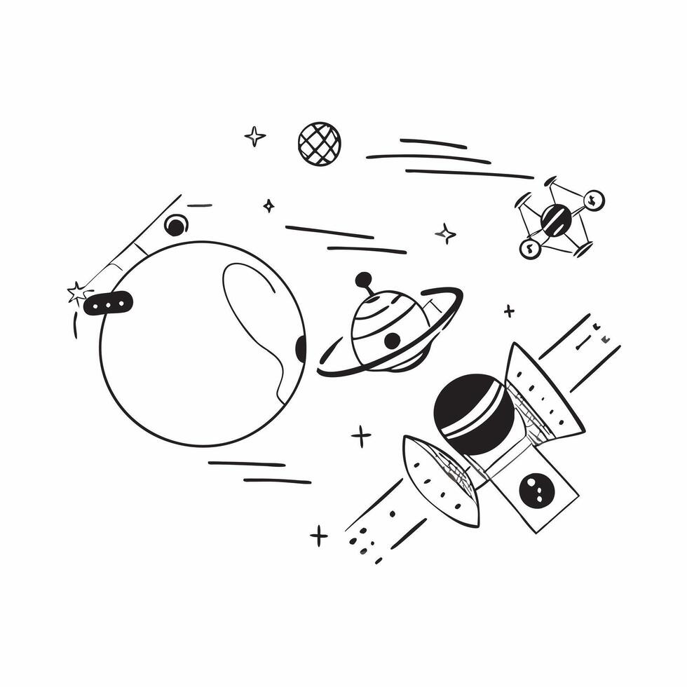 Planetary Exploration Drones concept as Innovative drones being developed for planetary exploration to navigate and study other celestial bodies in Photo Stock Concept Clear Set 2 vector