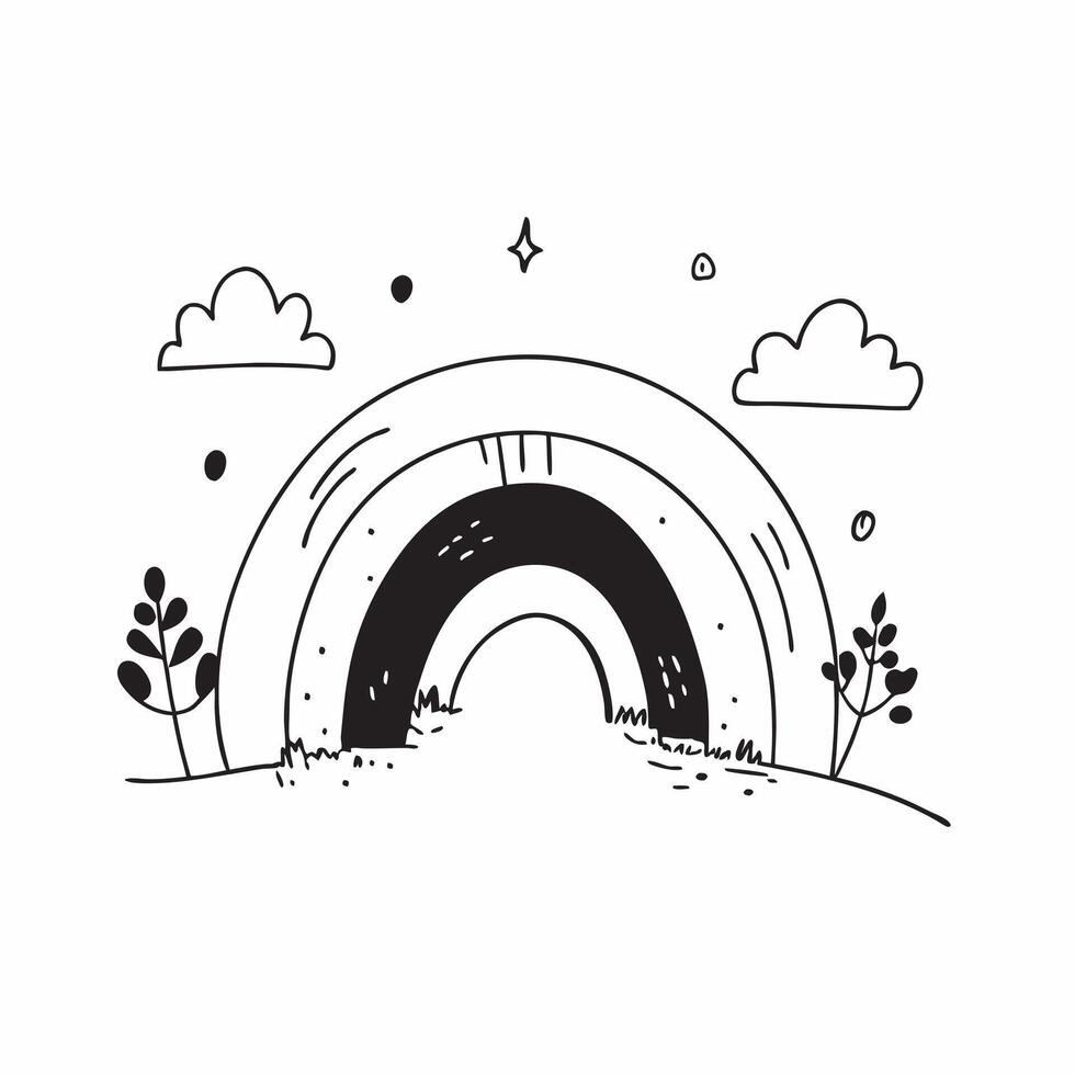 Overpass Rainbow Arch concept as An overpass with a rainbow arching perfectly above creating a stunning gateway in the urban landscape in Photo Stock Concept Clear vector
