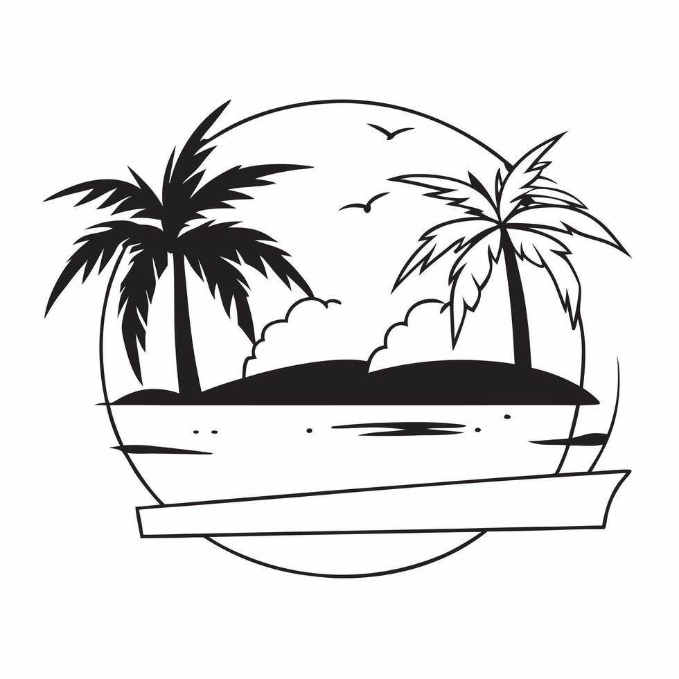 Palm trees silhouetted against a vibrant sunset sky concept as Palm trees silhouetted against a vibrant sunset sky with ample copyspace for text evoking the tropical beauty and tra Clear vector