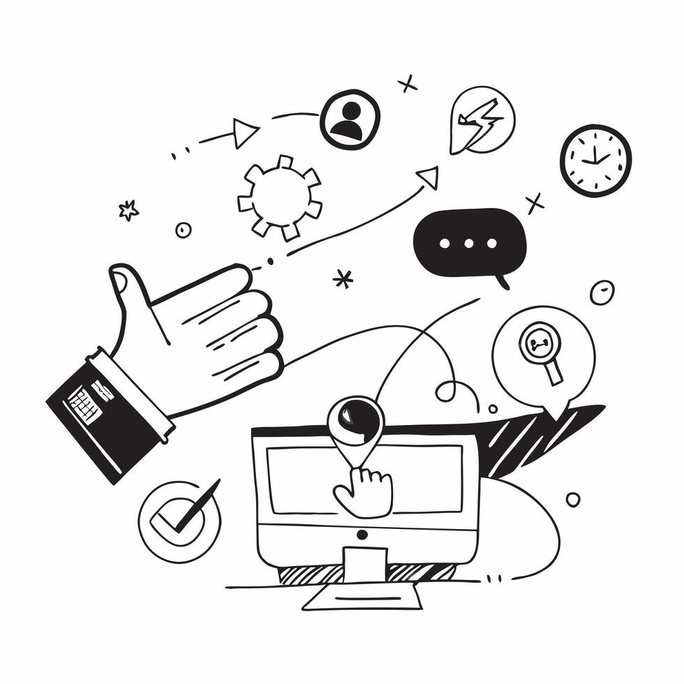 Overhead view of a leader with digital transformation and tech symbols overlay symbolizing change leadership in double exposure with copy space concept as An overhead view of a le Clear vector
