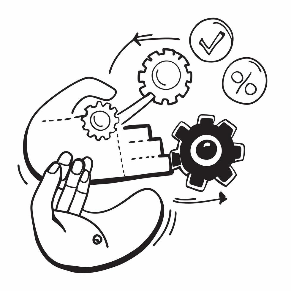Overhead view of a corporate strategist with gears and digital charts overlay symbolizing analytical leadership in double exposure with copy space concept as An overhead view of a Clear vector