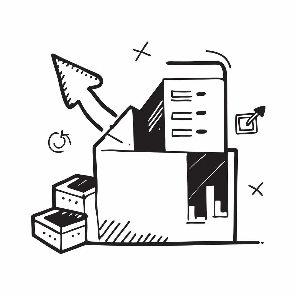 Overhead view of a desk with a laptop and a coffee cup symbolizing productivity in double exposure with copy space concept as An overhead view of a desk intertwined with a laptop Clear vector